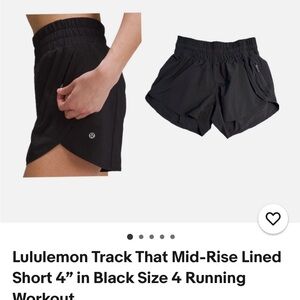 lululemon athletica Black Track That Mid-Rise Lined Running Shorts